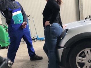 I take the car to the mechanic but pay him with a perfect blowjob...public blowjob with deep throat