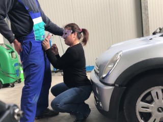 I take the car to the mechanic but pay him with a perfect blowjob...public blowjob with deep throat