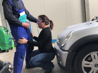 I take the car to the mechanic but pay him with a perfect blowjob...public blowjob with deep throat