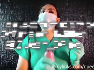 Edging and Sounding by sadistic nurse with latex gloves (DominaFire)