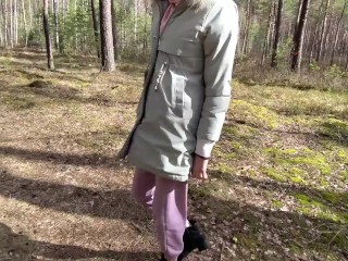 Real forest walking with remote toy in panties end with handjob and cum fountain - Rose Blue01