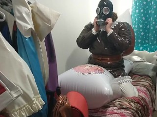 PVC Inflatable tail Brown Fox Sissy Maid Gasmask Breathplay Pillow Hump Eevee