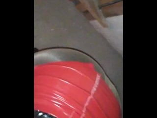 Public dirty basement latex walking and face fuck