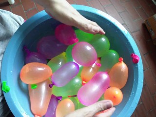 My excited hands playing with balloons
