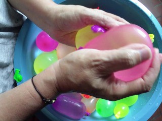 My excited hands playing with balloons