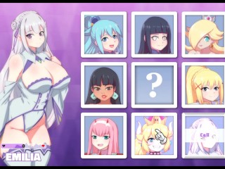 Waifu Hub [PornPlay Parody Hentai game] Emilia from Re-Zero couch casting - Part1 first time porn