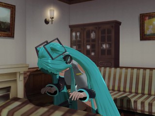 3D HENTAI Hatsune Miku rides your cock and gets cum in pussy