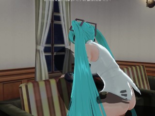 3D HENTAI Hatsune Miku rides your cock and gets cum in pussy