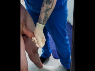 NURSE RELIEVES PATIENT WITH HANDJOB IN THE BATHROOM AFTER THERAPY