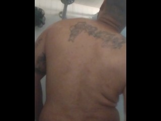 Hot tattoo caught guy taking a shower