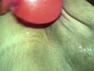 POV pink dildo sex machine balls deep