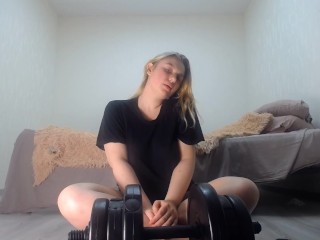 Fucked on a bed! Intense Sex after Workout, Loud Moaning Orgasm