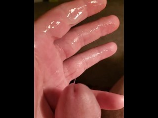 After 15 minutes of stroking and porn I make a mess
