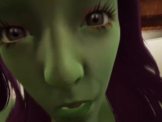 Guardians of the Galaxy: Gamora has a squirt orgasm and gets facial