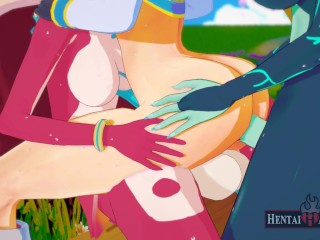 The Legend of Zelda is fucked (Double Penetration Futanari) by Princess Mipha and Midna - Hentai HA