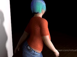 Cute Chubby Milf Orange Shirt MMD Dance