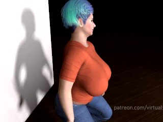 Cute Chubby Milf Orange Shirt MMD Dance