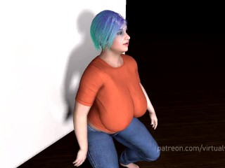 Cute Chubby Milf Orange Shirt MMD Dance