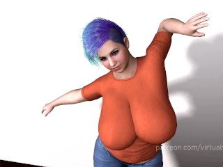 Cute Chubby Milf Orange Shirt MMD Dance