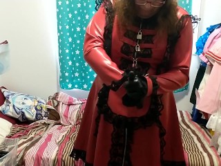 Latex Maid Cosplay Sissy Plushie Hump Vibratior Bondage