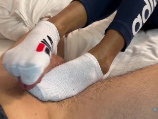 Dirty SOCKJOB After GYM w/ Fila Ankle Socks - Warm CUM on my cute soles 😈