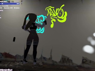 Trans Bunny Vtuber Does A Graffiti & Then Plays With Her Largest Dildo On Stream In VR