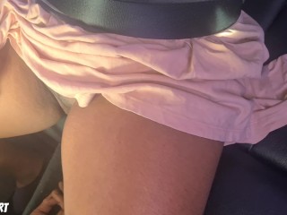 I Made My UBER DRIVER Finger Fuck Me and Make Me CUM While Driving - I Had No Panties On