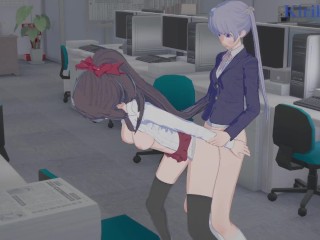 Hifumi Takimoto and Aoba Suzukaze have intense futanari sex - New Game! Hentai