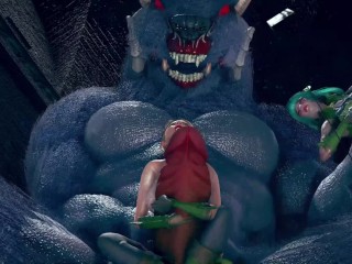 elfs fuck with giant monster.