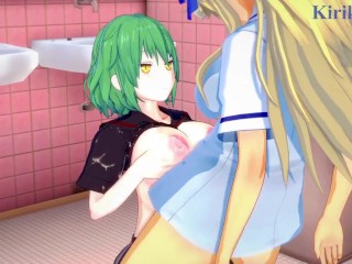 Hikage and Katsuragi have intense futanari sex in a deserted restroom. - Senran Kagura Hentai