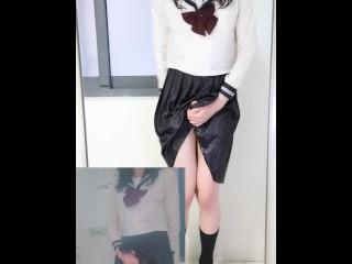 Cross dresser in Wet sailor suit masturbation Cum