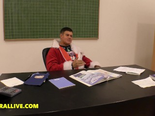 PAWG in School Skirt Lara West Gets Trained to SQUIRT by Santa Claus - Immoral Live