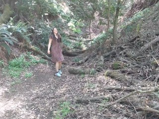 I Got Caught! Getting Caught public flash Flashing Tits Hairy Hiking Trail Nature Woods Forest trees