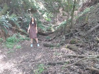 I Got Caught! Getting Caught public flash Flashing Tits Hairy Hiking Trail Nature Woods Forest trees