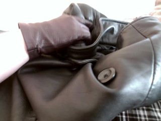 Leather Soft ASMRCum on StepMom's lambskin leather coat
