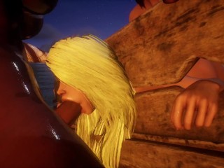 Big Dick Futa Gangbang Blonde on the beach 3D Hentai