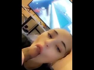 Latina records herself sucking step bro’s BBC while he plays the game!!