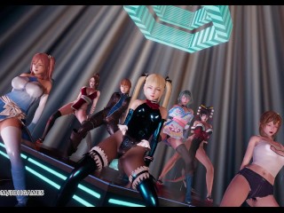 [MMD] PSY - GENTLEMAN DOA Striptease Marie Rose Honoka Misaki Mai Shiranui Tamaki Katsumi Nyotengu