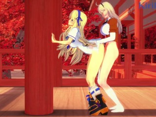 Katsuragi and Ellen Kohagura have intense futanari sex - Senran Kagura & Katana Maidens Hentai