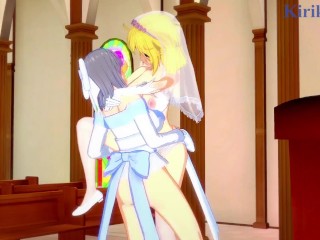 Ryona and Yumi have intense futanari sex in a church. - Senran Kagura Hentai