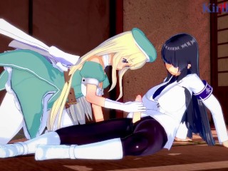 Yomi and Ikaruga have intense futanari sex in a deserted Japanese-style room. - Senran Kagura Hentai