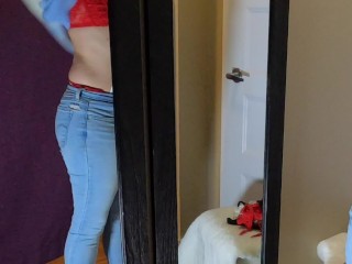 Dick flash Random Stranger Cums in my Panties in Public Store Dressing Room