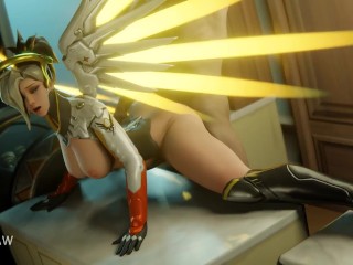 Doggy Style sex with Hot Flexible Mercy on table. GCRaw. Overwatch 