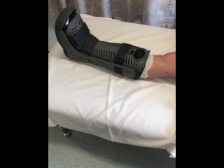 Leg Cast Was Removed At The Orthopedic Clinic Today, Staples Removed, & Provided With A Leg Boot
