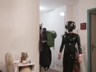 LaurenFR - rubber doll shemale trap sissy femboy crossdresser in full body latex catsuit