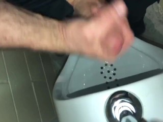 Solo Male Dirty Talk - Risky Public Washroom Masturbation At The Urinal And Swallowing My Cumshot 
