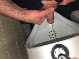 Solo Male Dirty Talk - Risky Public Washroom Masturbation At The Urinal And Swallowing My Cumshot 