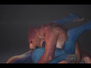 Wild Life Dragon Lesbian Love Red & Blue Scalie