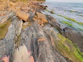 Amateur couple having fun on the beach