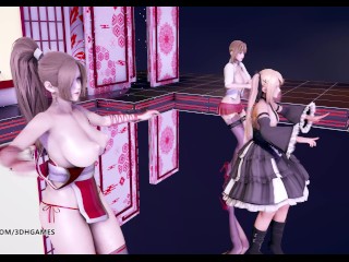 [MMD] Waiting for a Chance to Pounce 虎視眈々Hot Striptease Marie Rose Mai Shiranui Misaki DOA